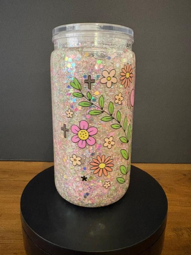 ✝️ Jesus Fills My Cup – 16 oz Glitter Snow Globe Tumbler
