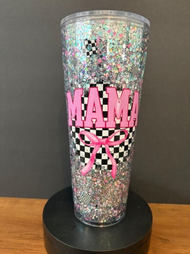 Checkered Mama - 24 oz Acrylic Snow Globe Tumbler