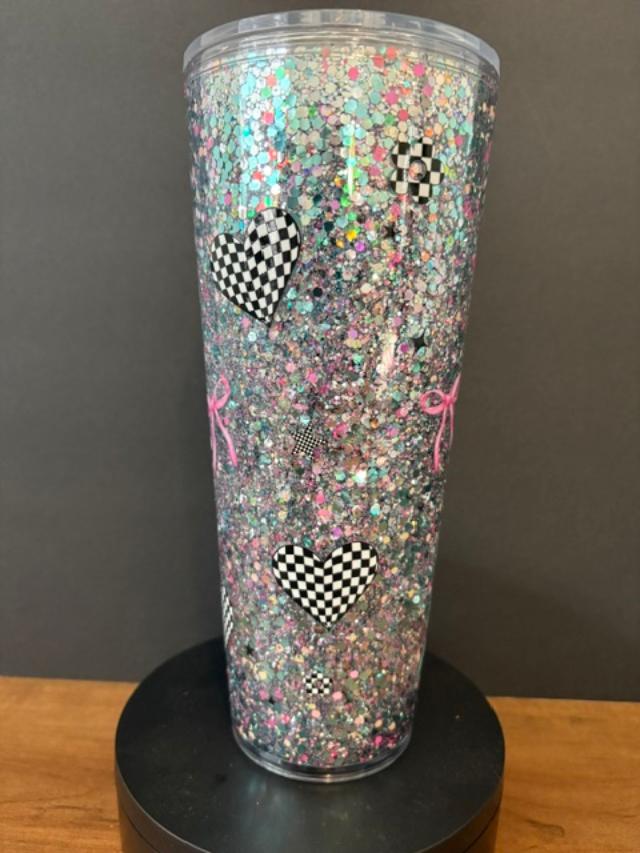 Checkered Mama - 24 oz Acrylic Snow Globe Tumbler